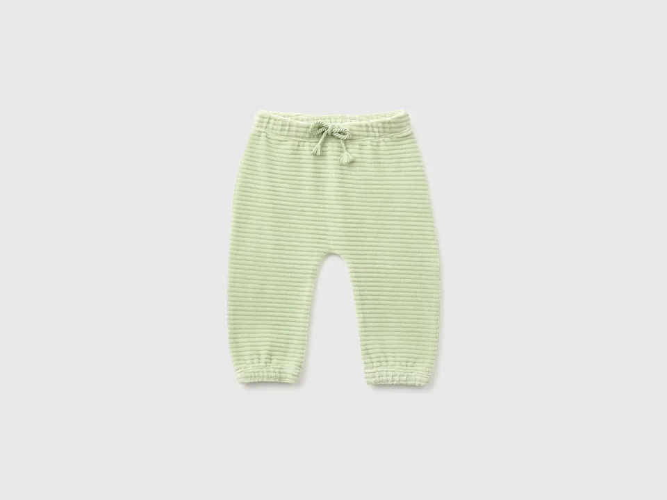 United Colors of Benetton pantaloni ciniglia cotone ricamo neonato