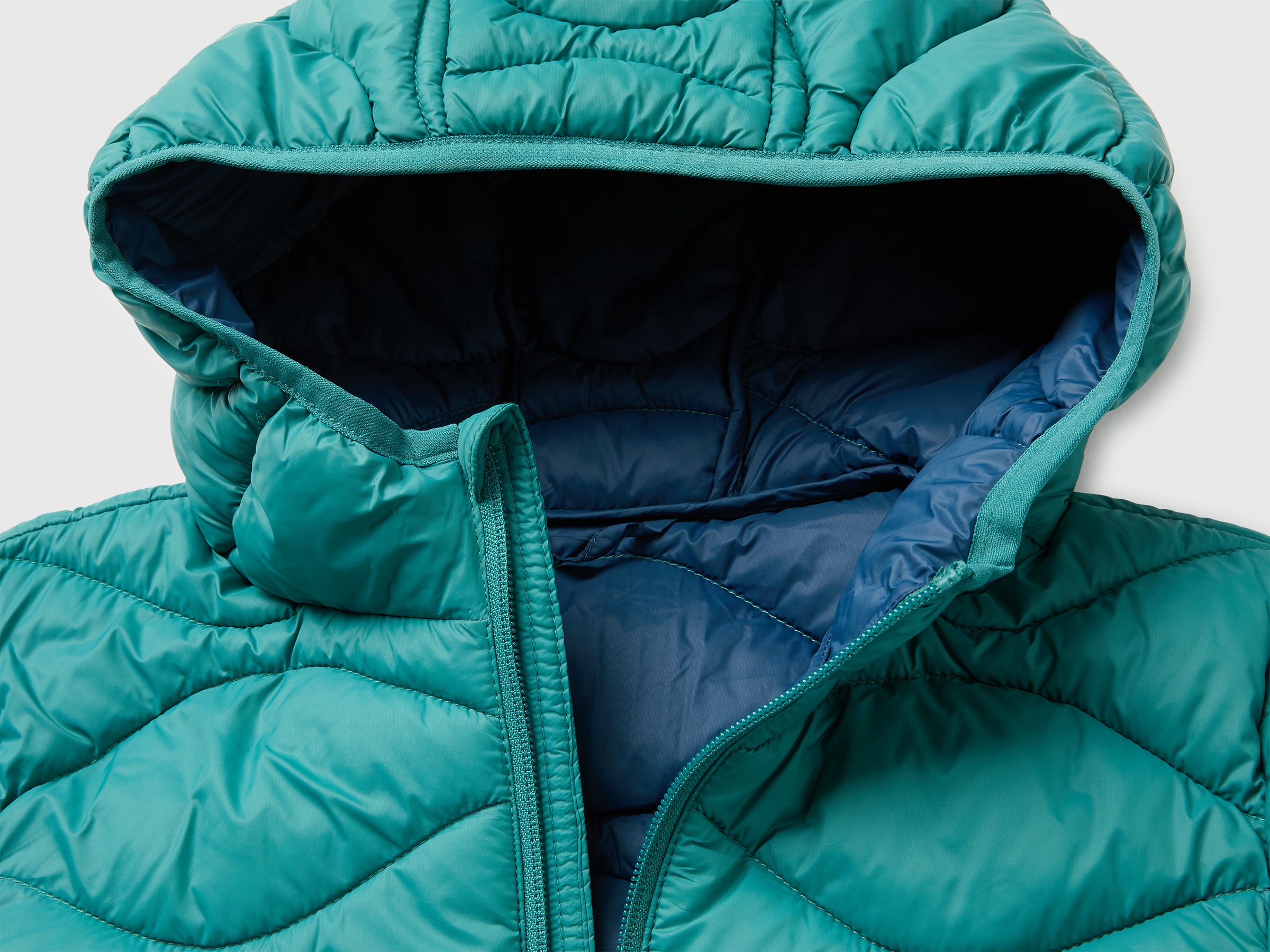 United Colors of Benetton giacca imbottita cappuccio nylon duck free