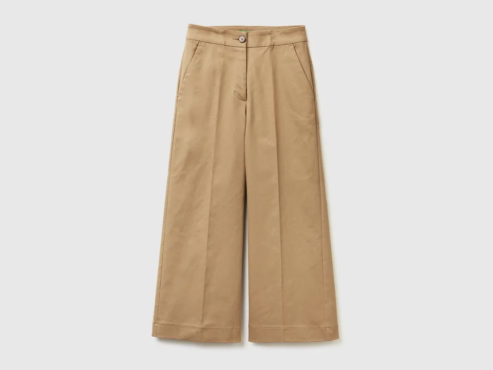 United Colors of Benetton Pantaloni palazzo cotone vita alta 40