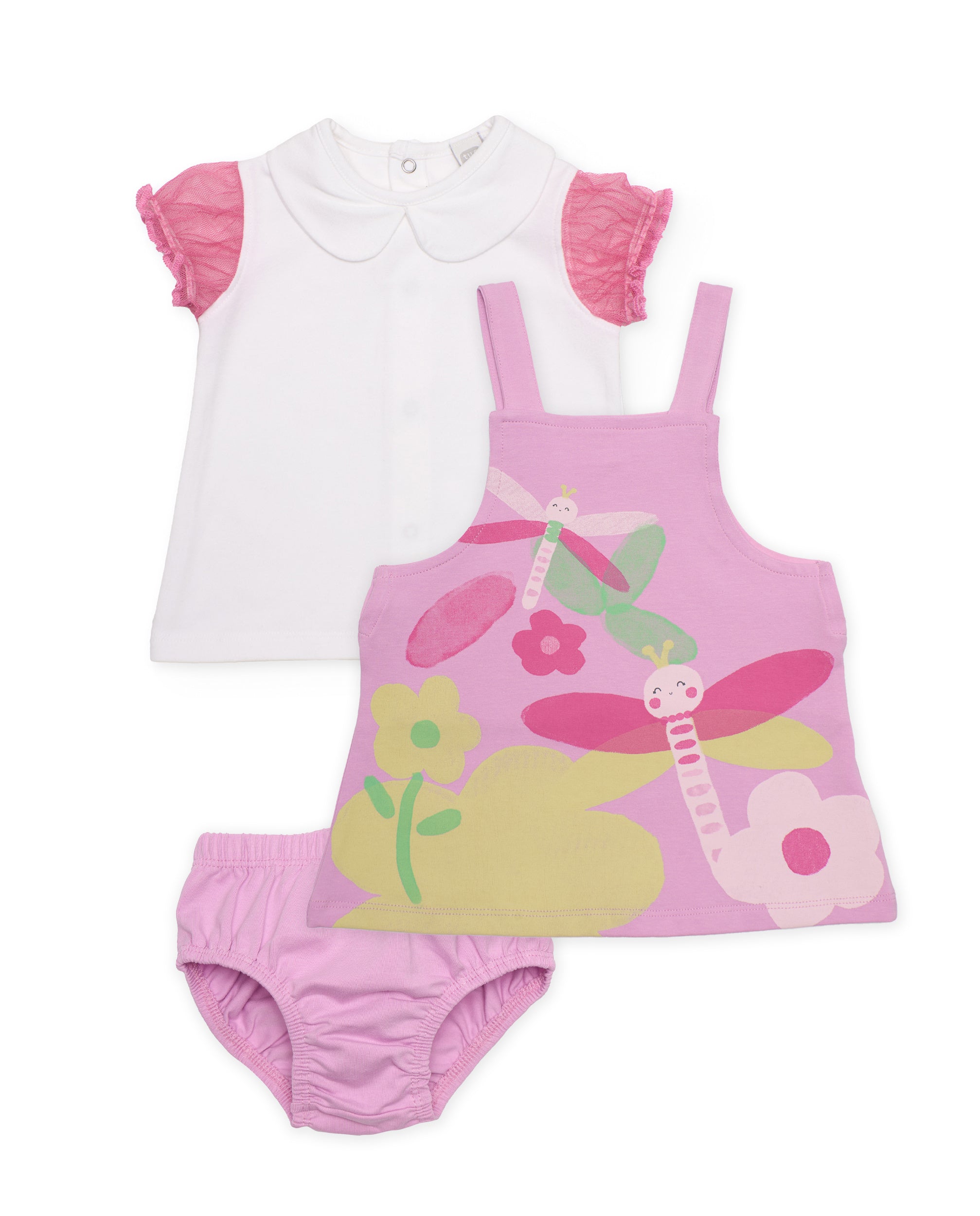 TucTuc Completo neonato rosa 3 pezzi in maglia fiori