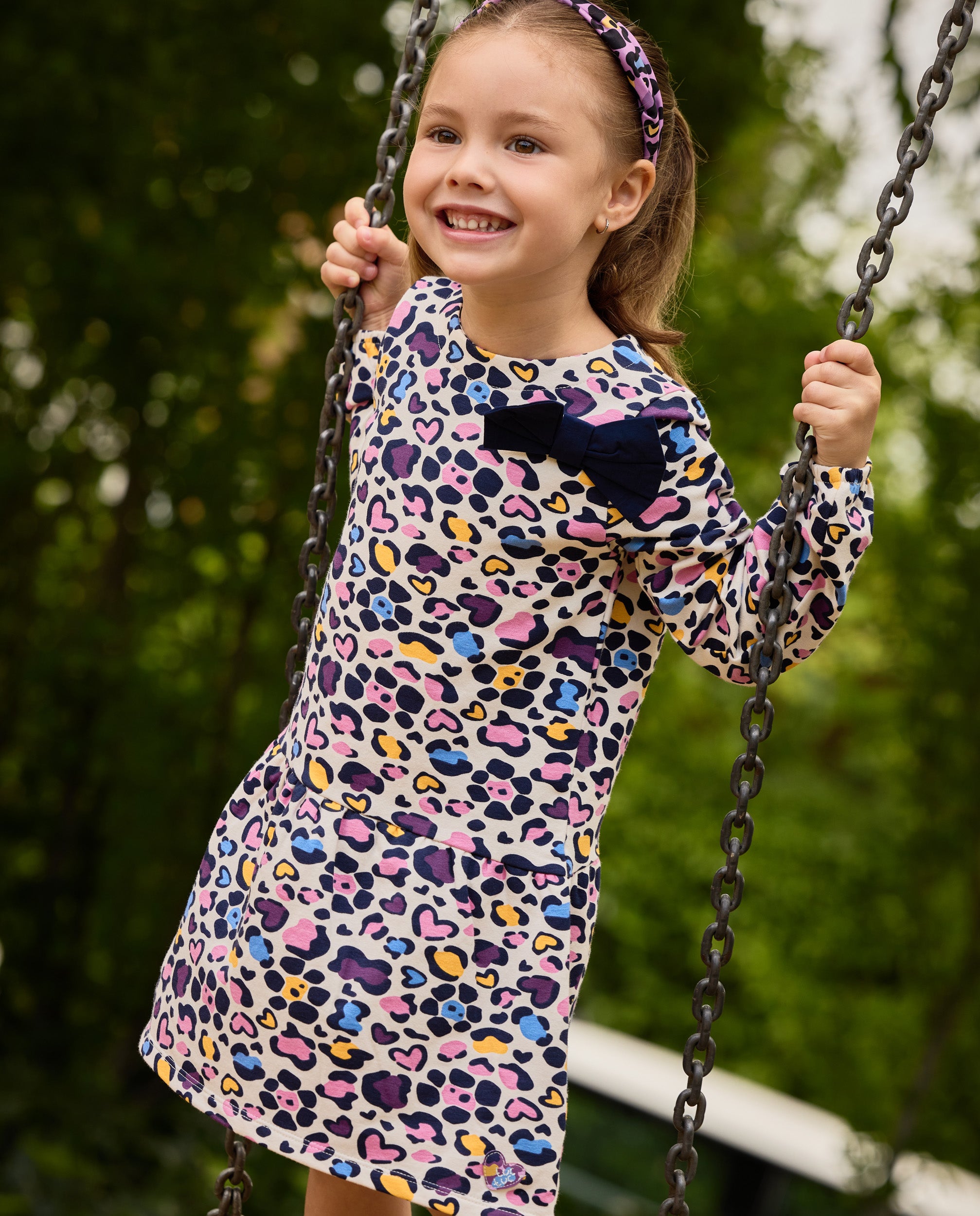 TucTuc Vestiti Vestito Felpa Bambina Animalier Crudo con Fiocco