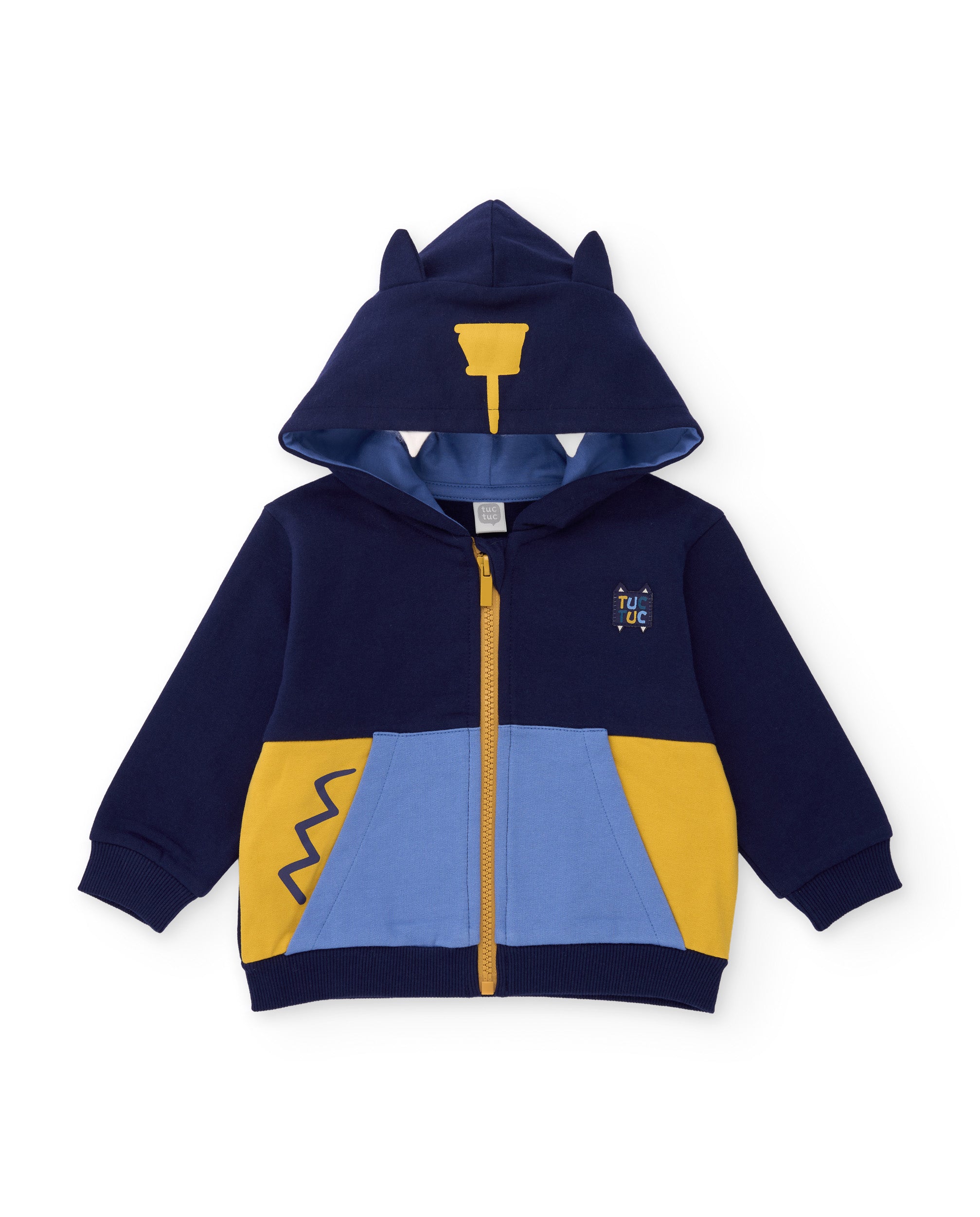 TucTuc Completi Felpa Cappuccio Orecchie Blu Cotone