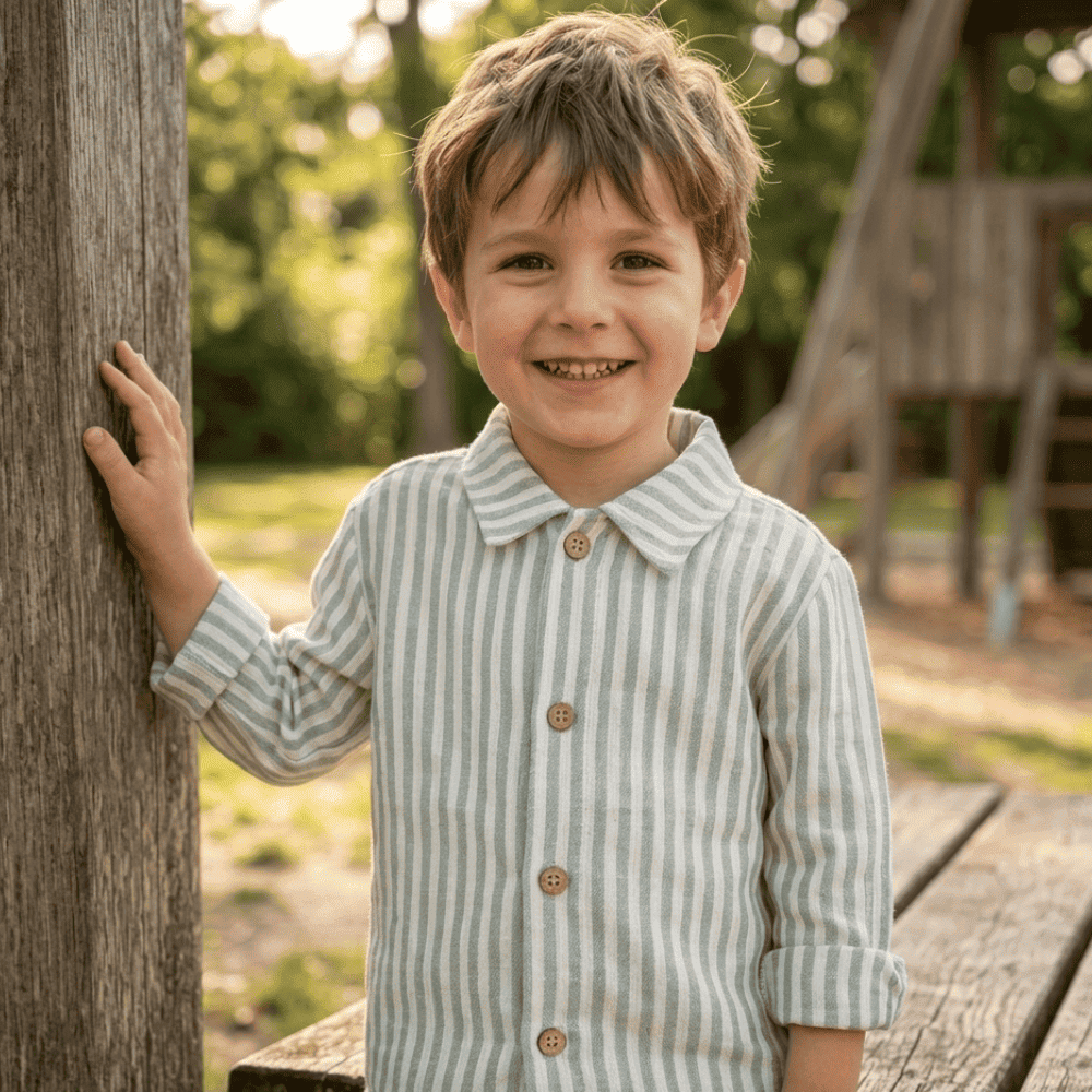 Petite Citrouille Mode Garçon Antoine camicia cotone verde