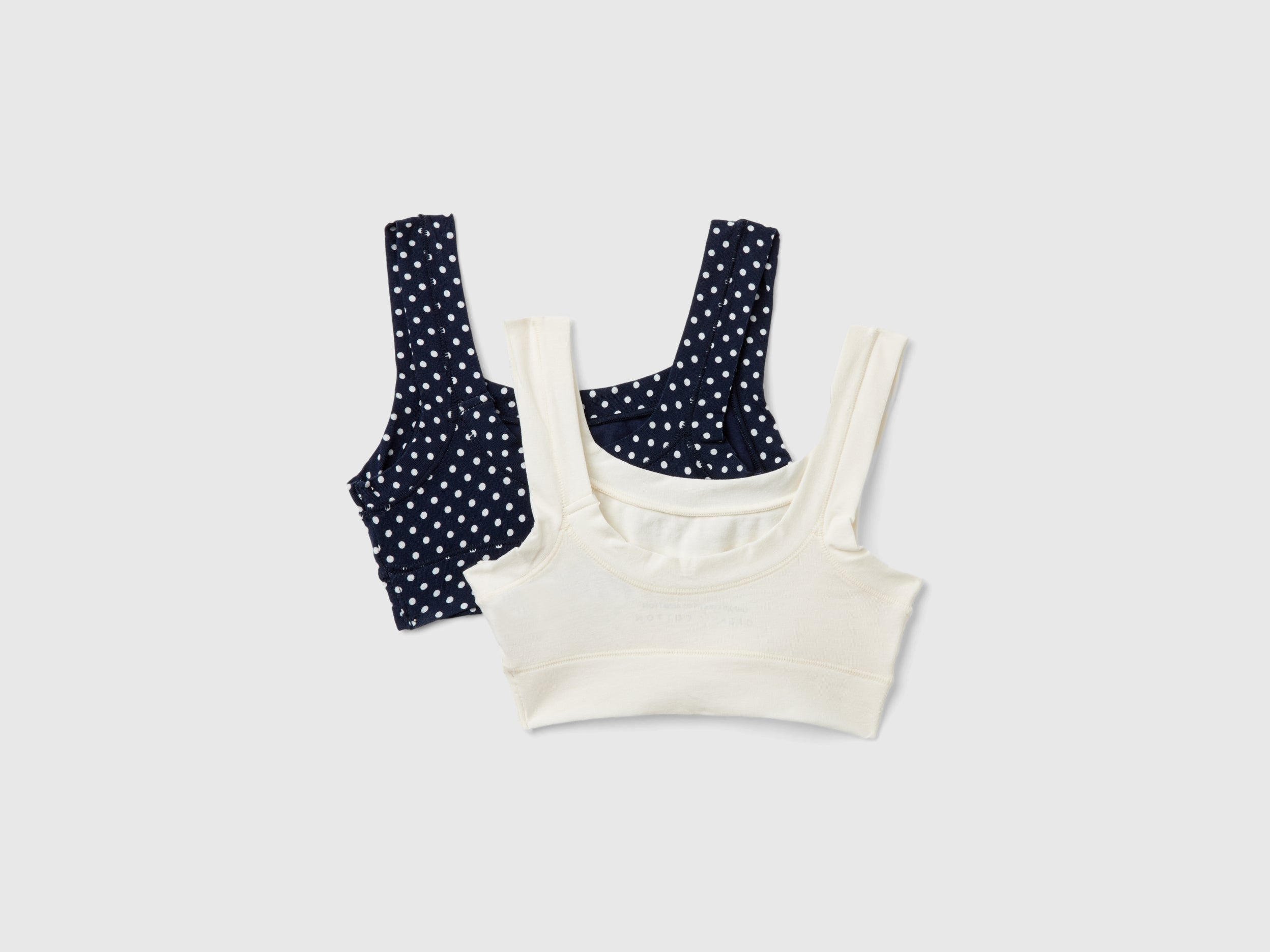 United Colors of Benetton Set 2 Top Reggiseno Cotone Bio tinta unita