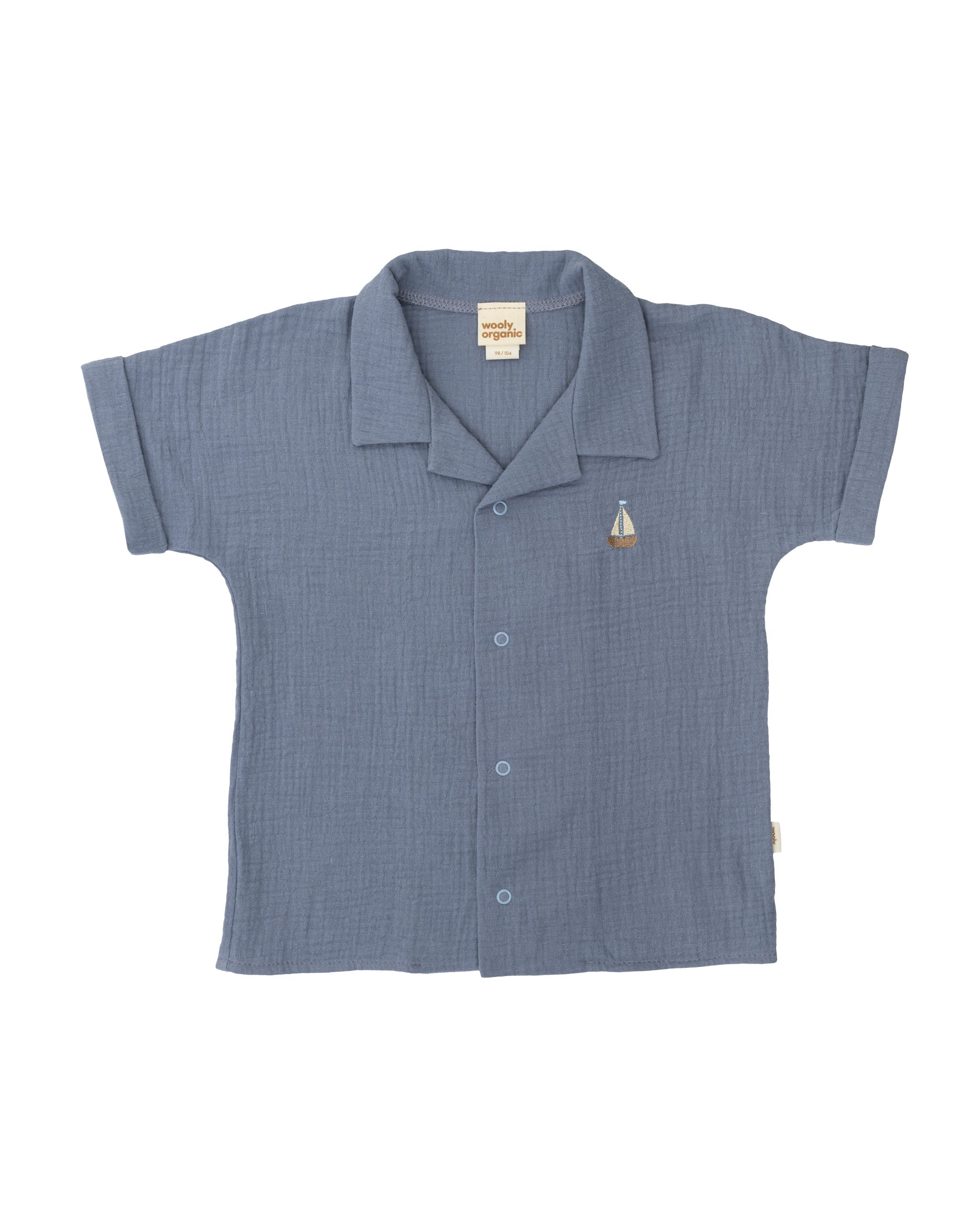 Woolly Organic Kids Shirts camicia mussola ricamata cotone bio