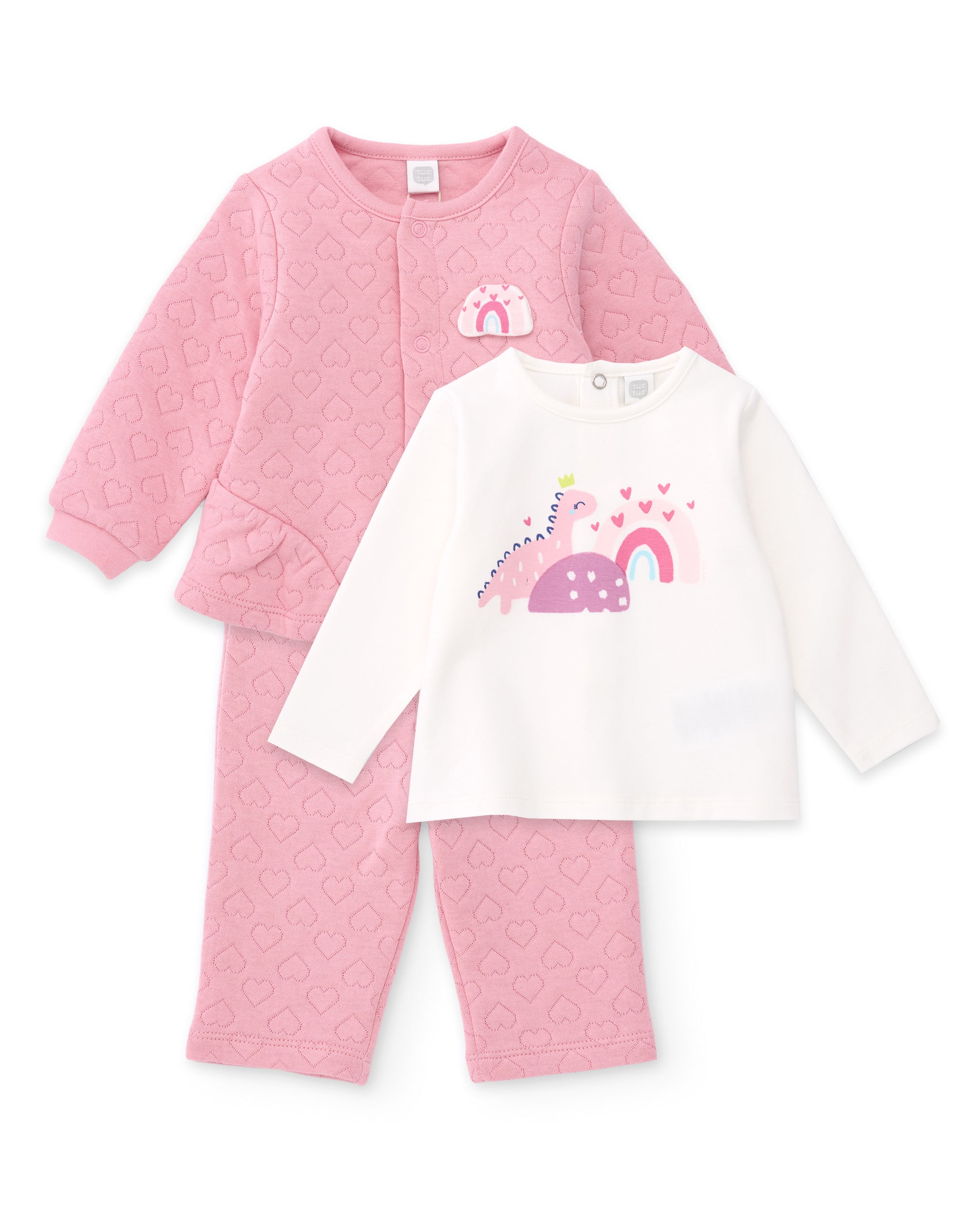 TucTuc Completi set neonata rosa 3 pezzi stampa cuori