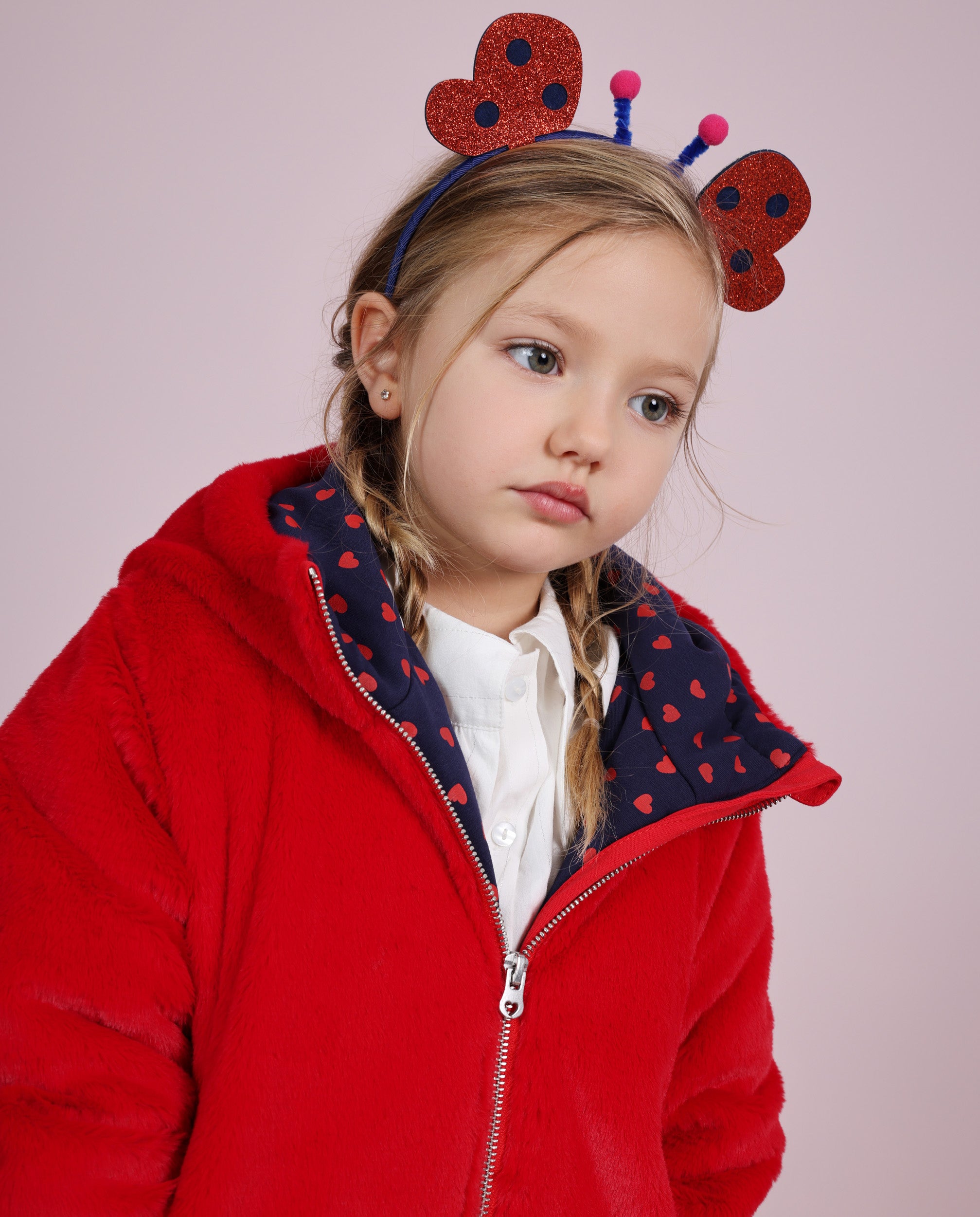 TucTuc Cappotti Cappotto bambina rosso imbottito cuori