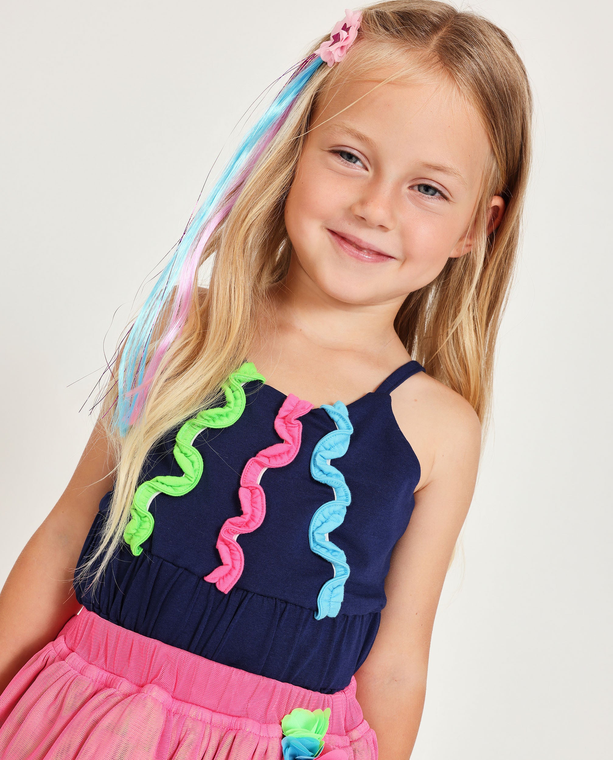 TucTuc Magliette top bambina navy spalline arricciate