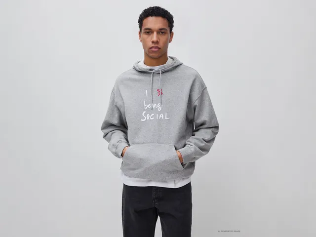 United Colors of Benetton felpa cappuccio slogan cotone
