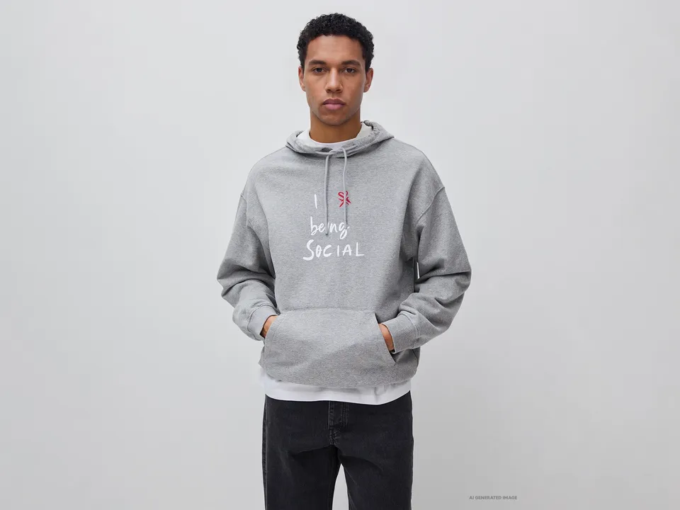 United Colors of Benetton felpa cappuccio slogan cotone