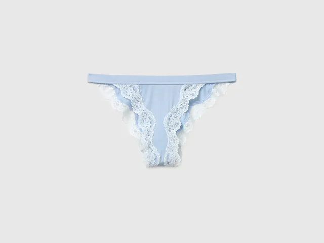 United Colors of Benetton Slip vita bassa seta e pizzo modal