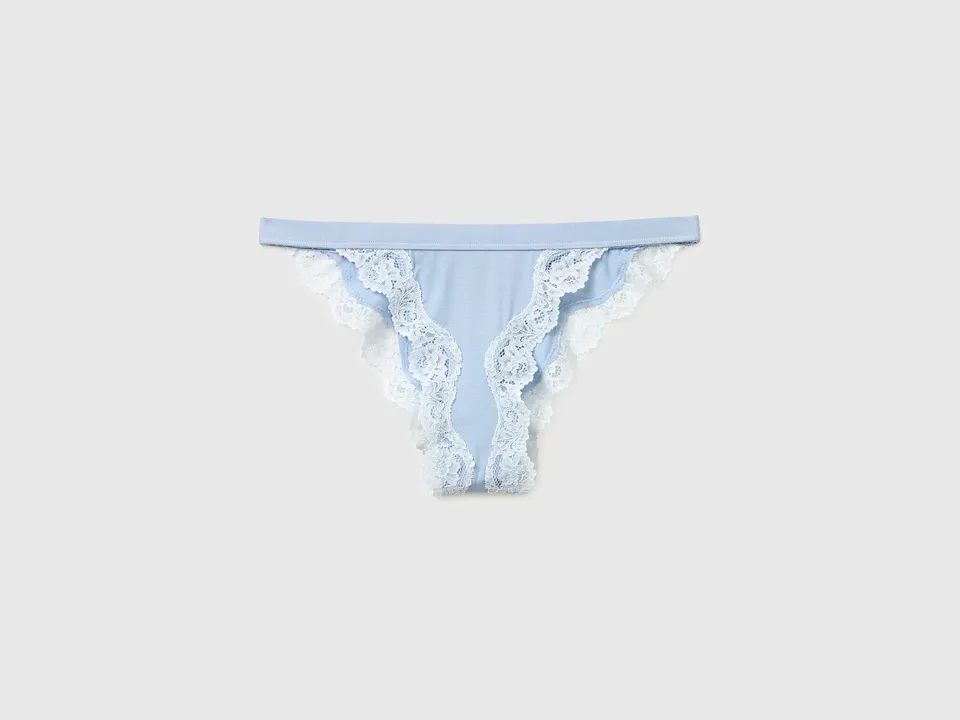 United Colors of Benetton Slip vita bassa seta e pizzo modal