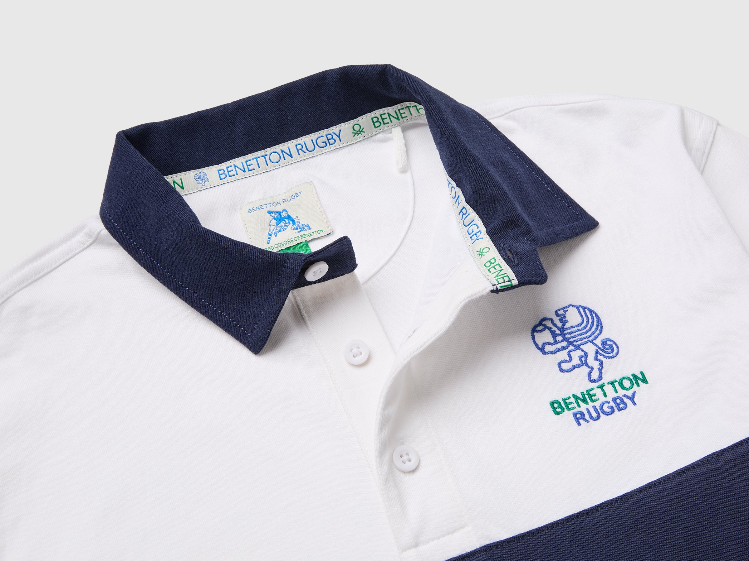 United Colors of Benetton Rugby polo cotone bio bianco blu L