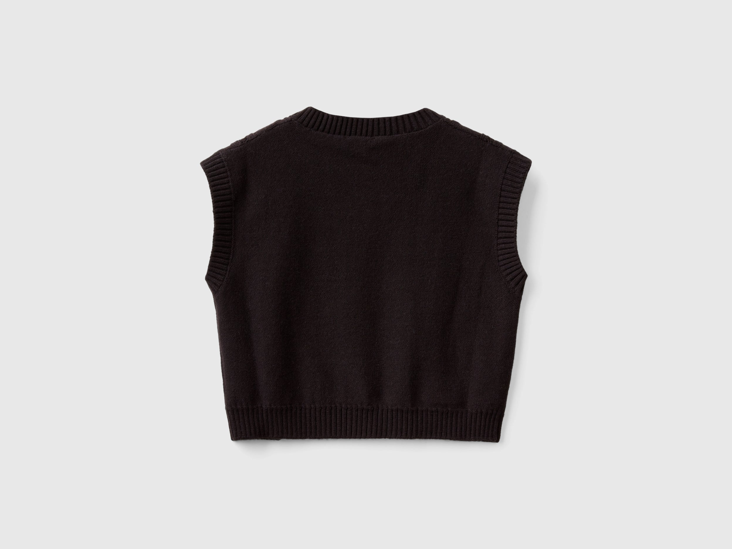 United Colors of Benetton Knit Vest Gilet scollo V cotone lana