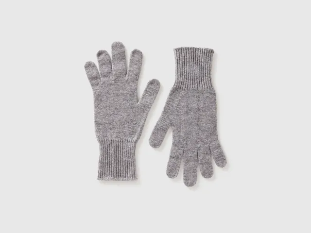 United Colors of Benetton Guanti Lana Merino Grigio Taglia Unica