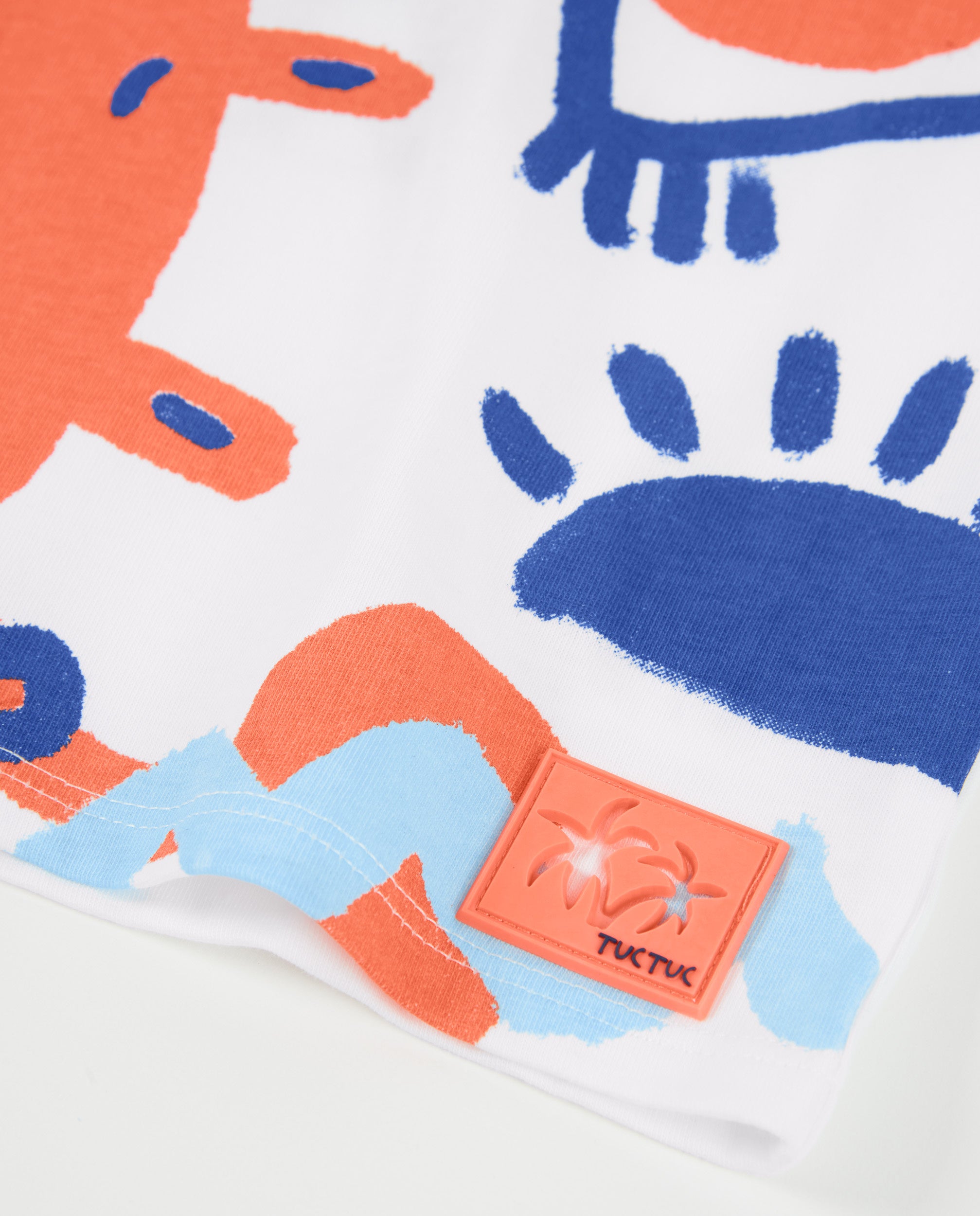 TucTuc Magliette T-Shirt Bambino Bianca Stampa Bottoni