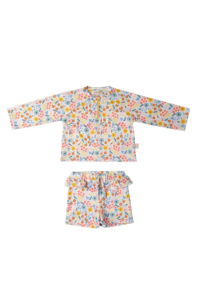 Miela Kids Set Mare UV 50+ fiori costume 6-12 mesi