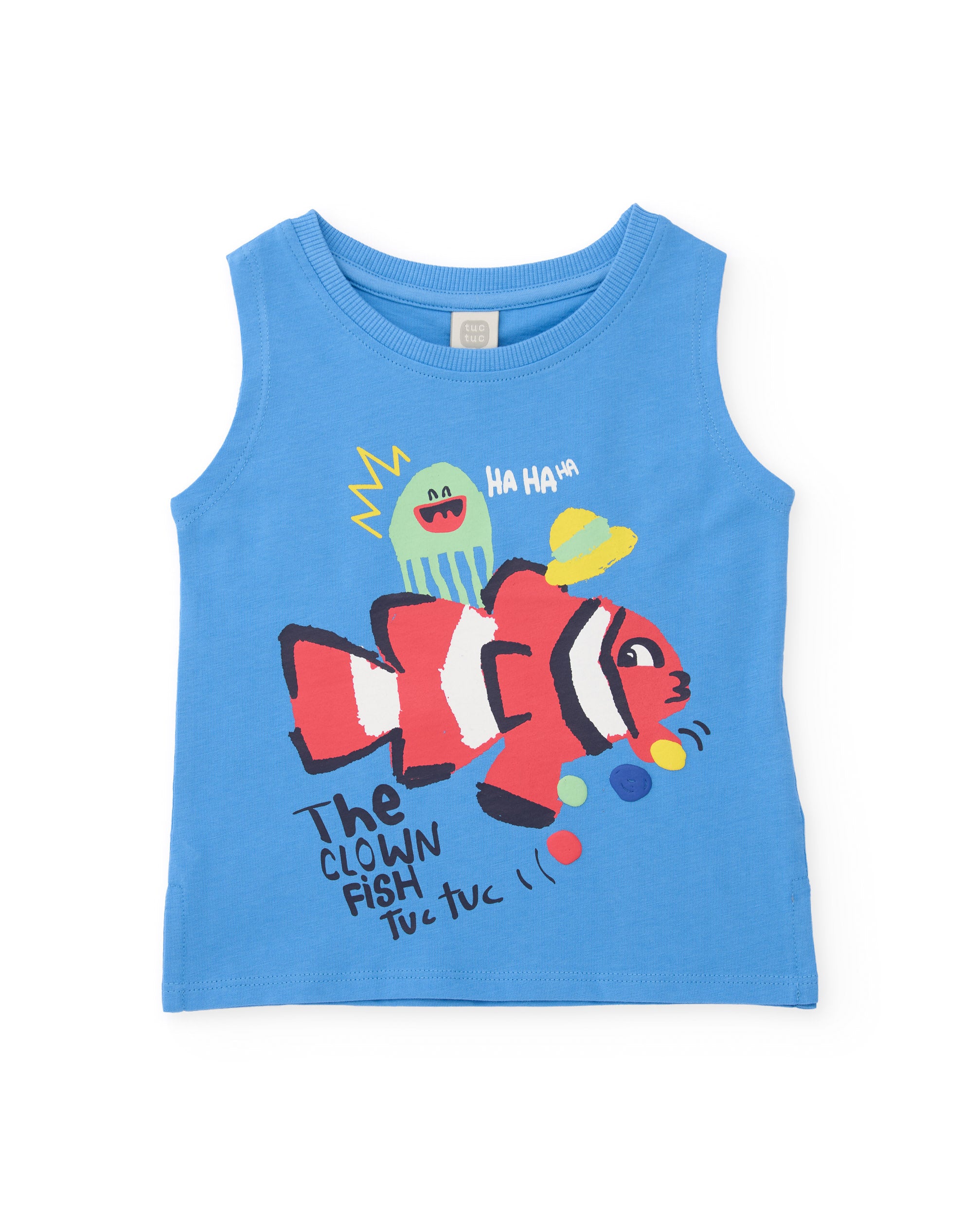 TucTuc Magliette Canotta bambino blu stampa pesce