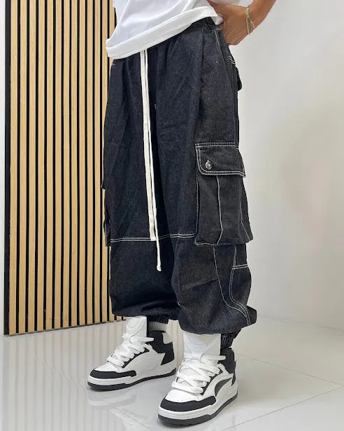 Sottosopra Duca Homme AN838305P jeans baggy cargo nero taglia L