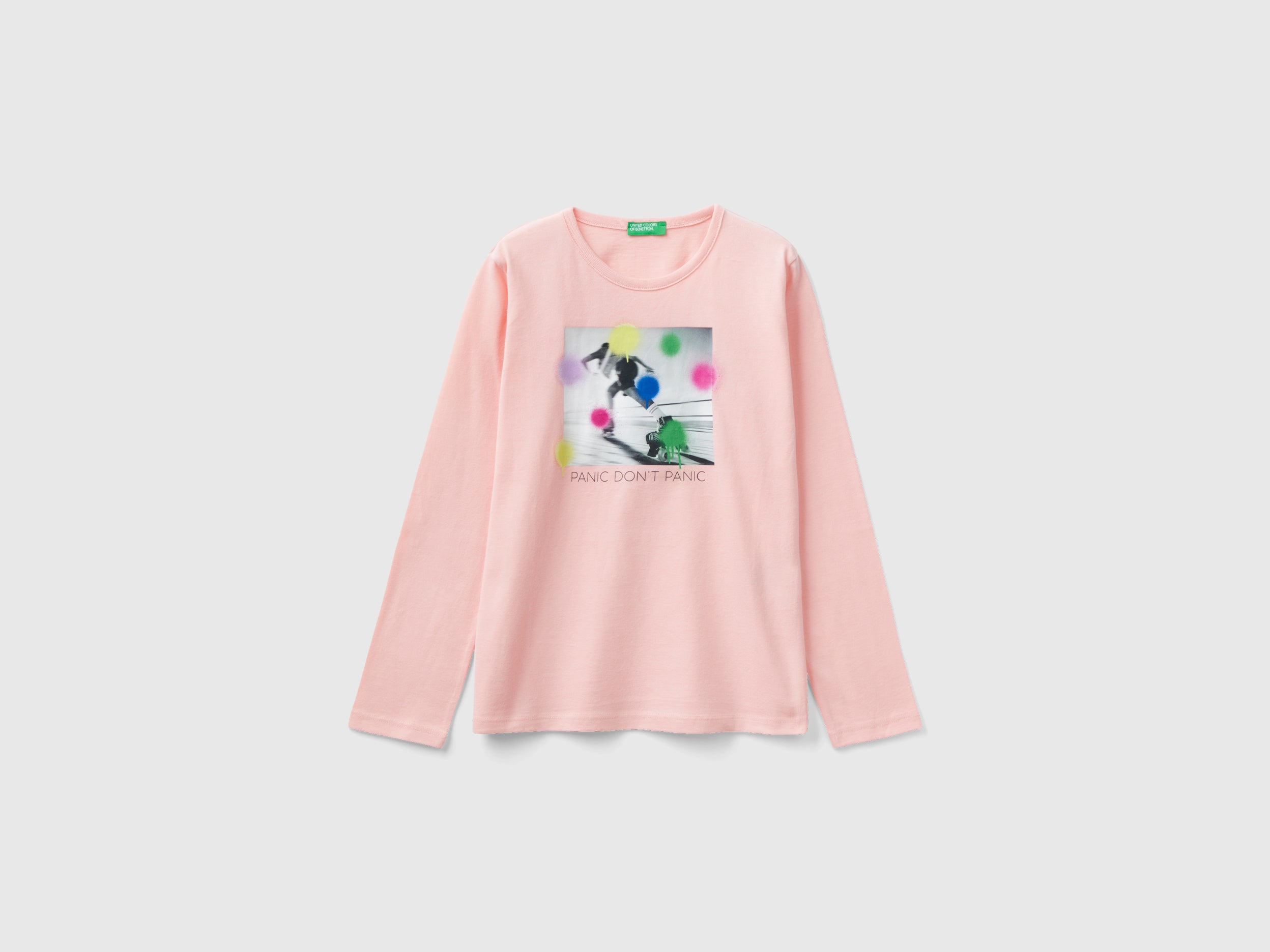 United Colors of Benetton T-shirt stampa foto maglietta cotone manica lunga
