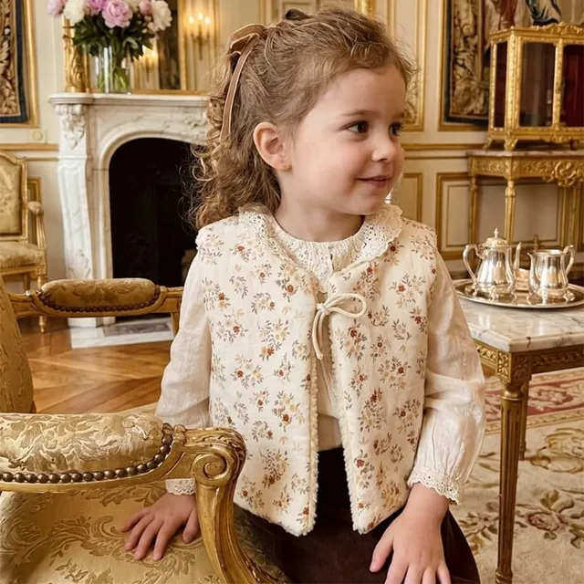 Petite Citrouille Aby gilet bimba reversibile cotone fiori