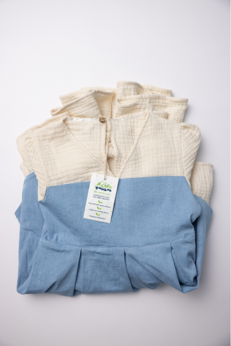 Pamboo Streetwear Jeans Mussola vestito bambina jeans e mussola