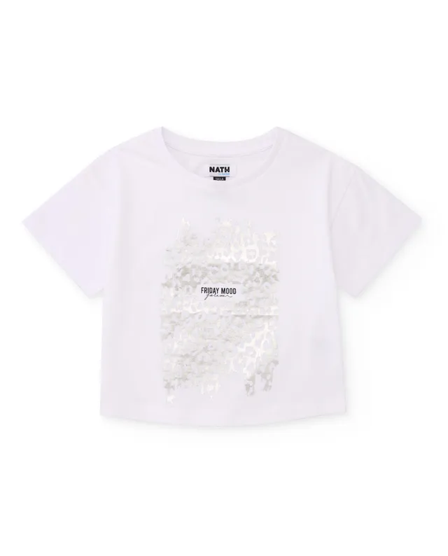 TucTuc Magliette t-shirt bambina bianca stampa metallizzata