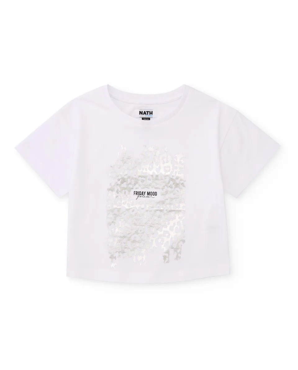 TucTuc Magliette t-shirt bambina bianca stampa metallizzata