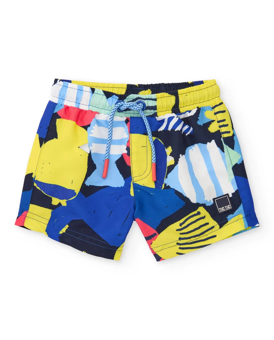 TucTuc Costumi astratto boxer mare bambino blu asciugatura rapida