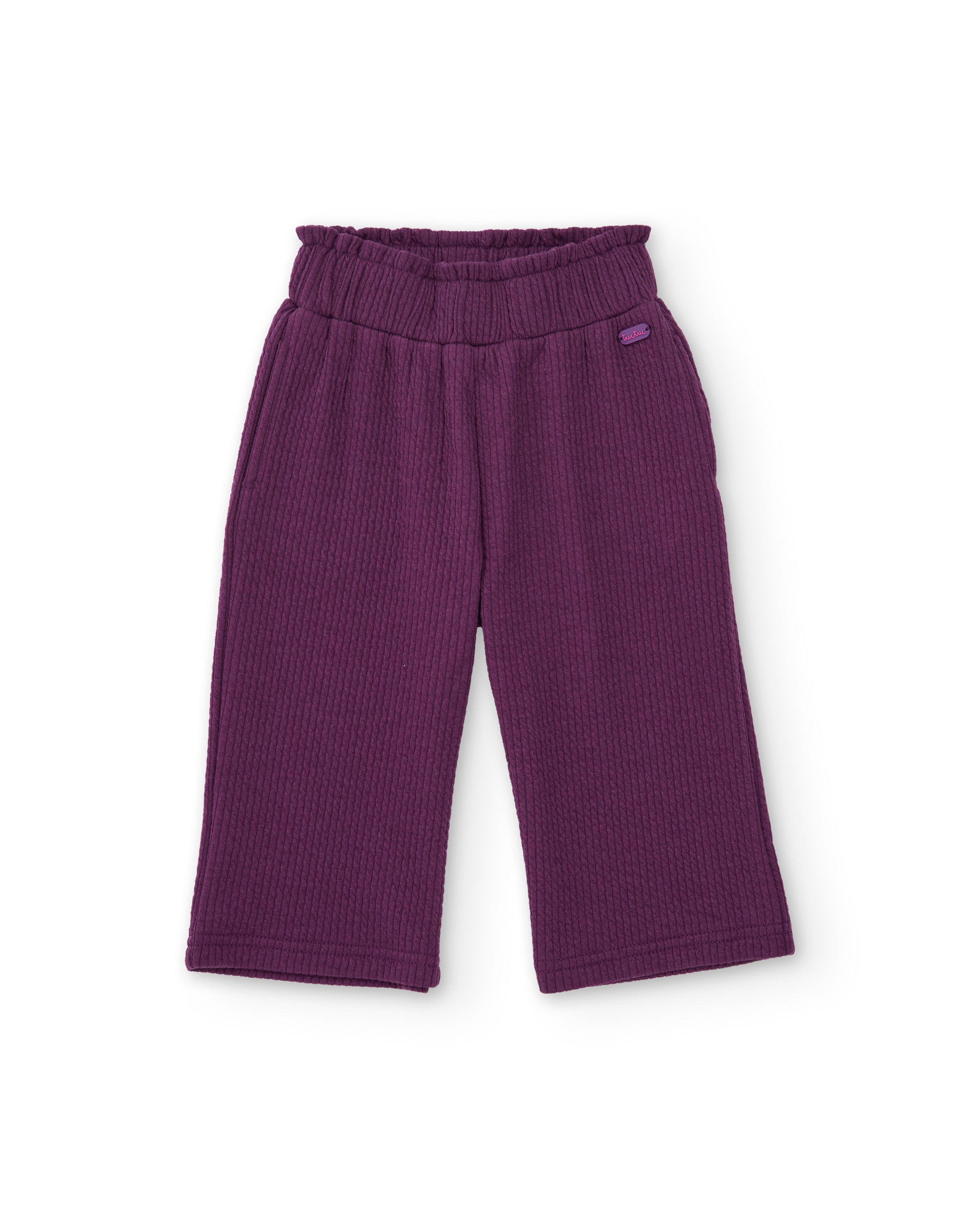 TucTuc Pantaloni coste bambina viola vita elastica 6 mesi