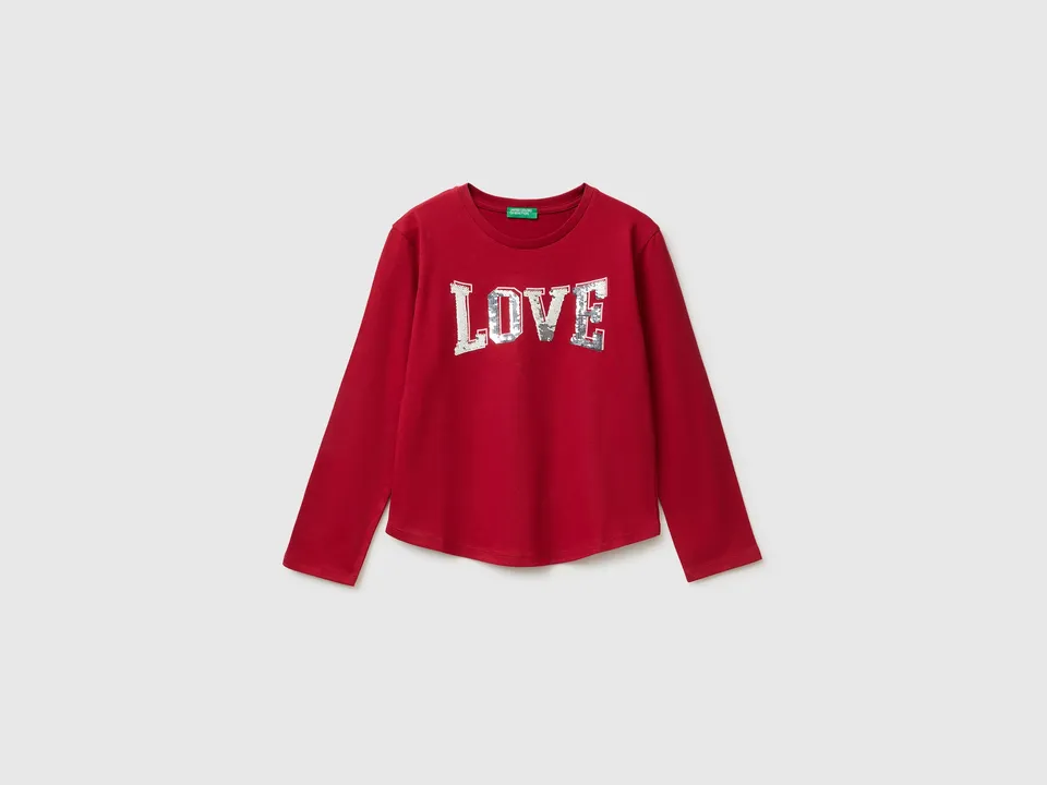 United Colors of Benetton T-Shirts T-shirt Cotone Bio S Paillettes