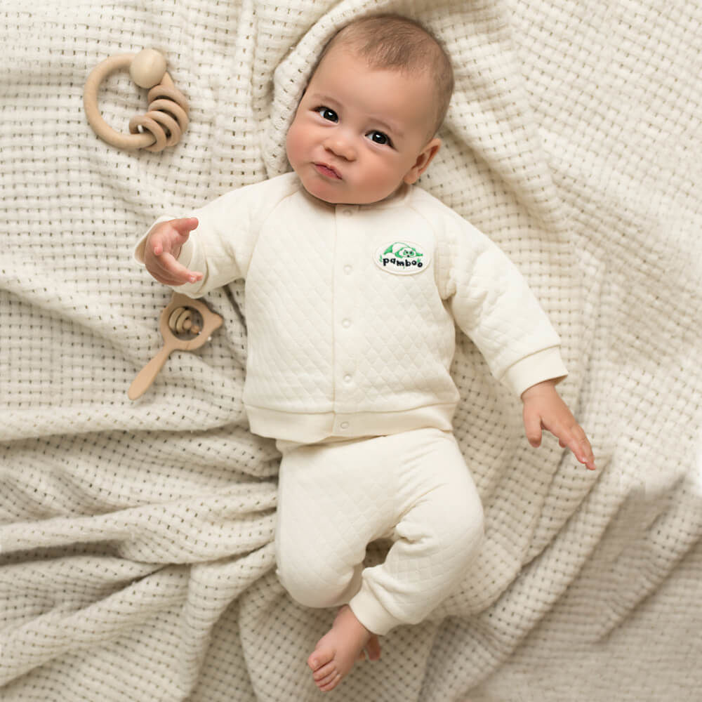 Pamboo Organic Pantaloni neonato cotone bio panna