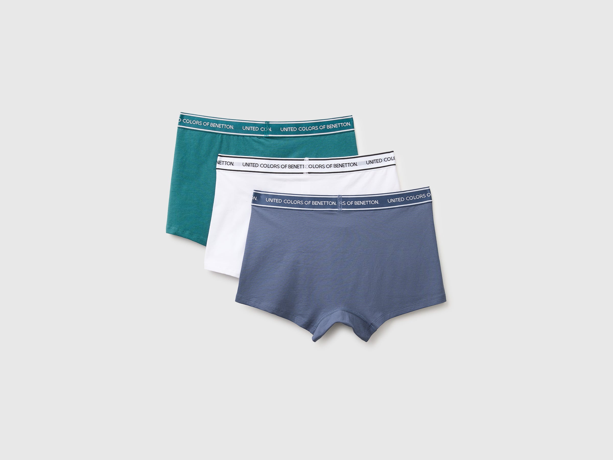 United Colors of Benetton Underwear Set 3 Boxer Cotone Verde Blu Bianco