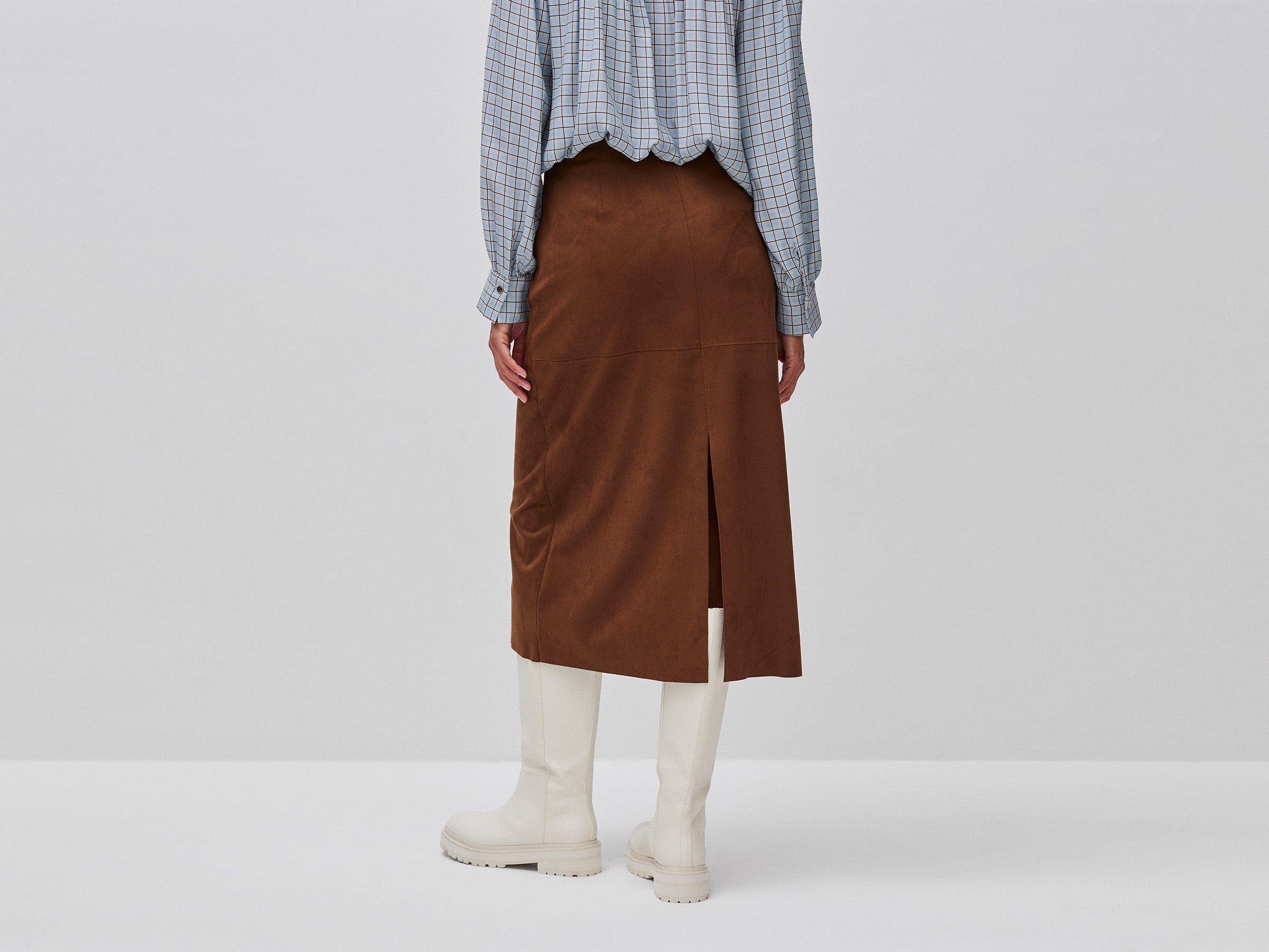 United Colors of Benetton Gonna Midi Effetto Camoscio Donna