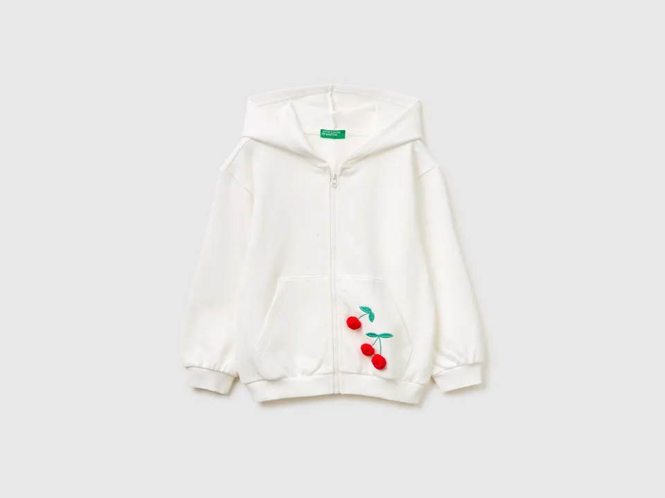 United Colors of Benetton felpa bimba cappuccio cotone ciliegia 98