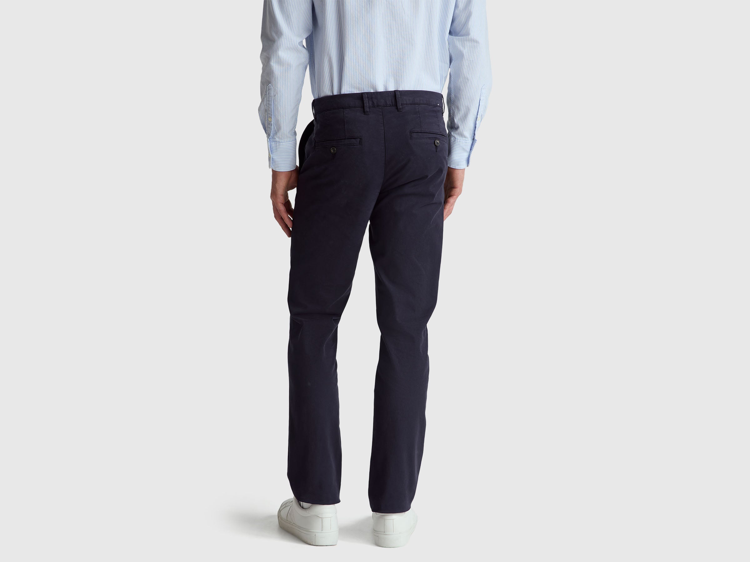 United Colors of Benetton Chino Blu Slim Uomo 50 Cotone