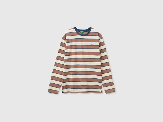 United Colors of Benetton T-shirt righe cotone bio manica lunga L