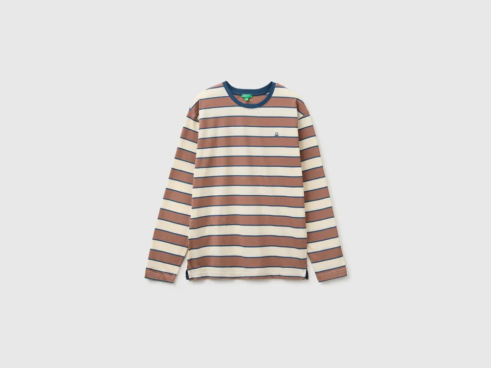 United Colors of Benetton T-shirt righe cotone bio manica lunga L