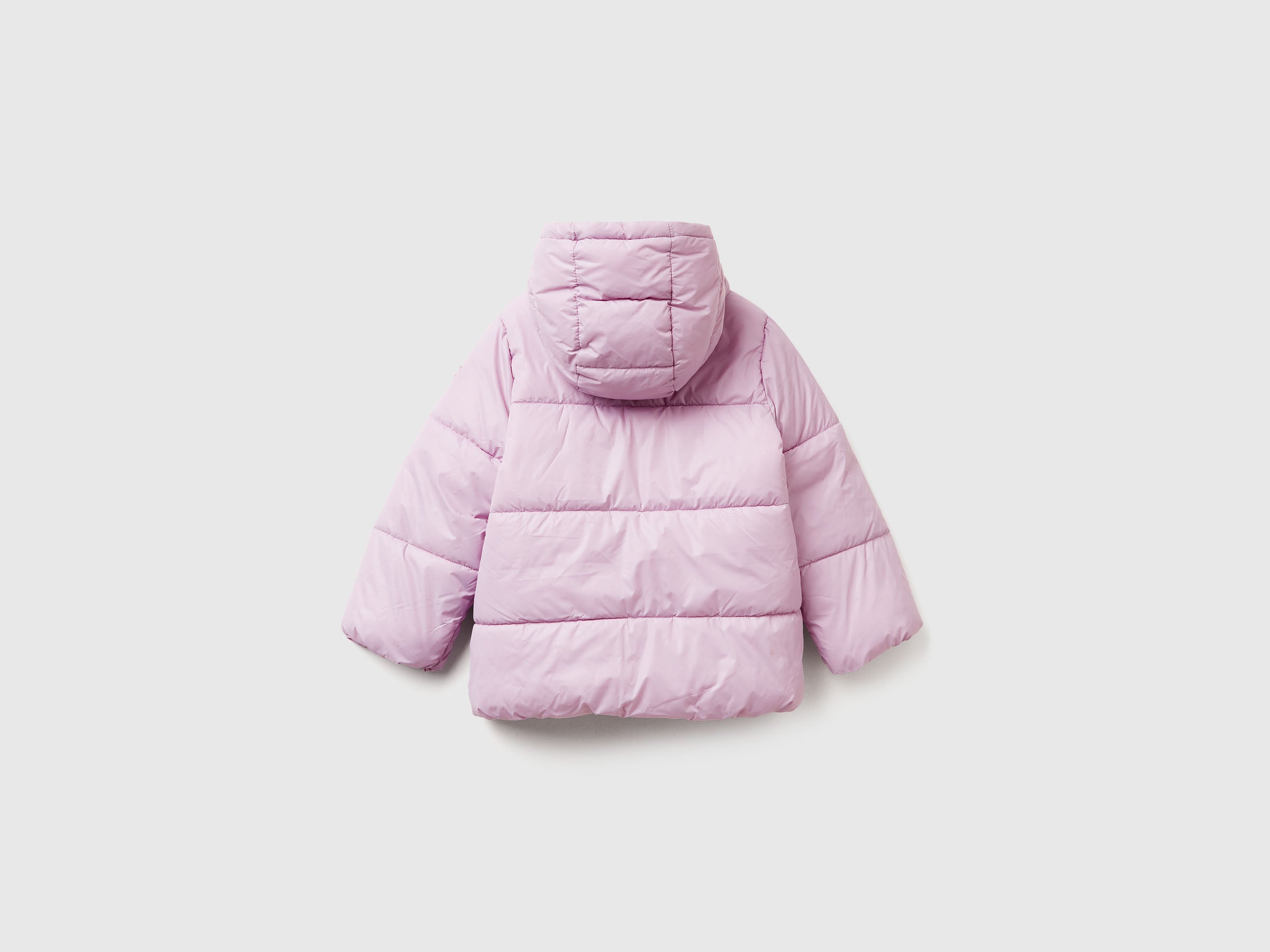 Benetton Piumino bimbo nylon cappuccio tasche logo
