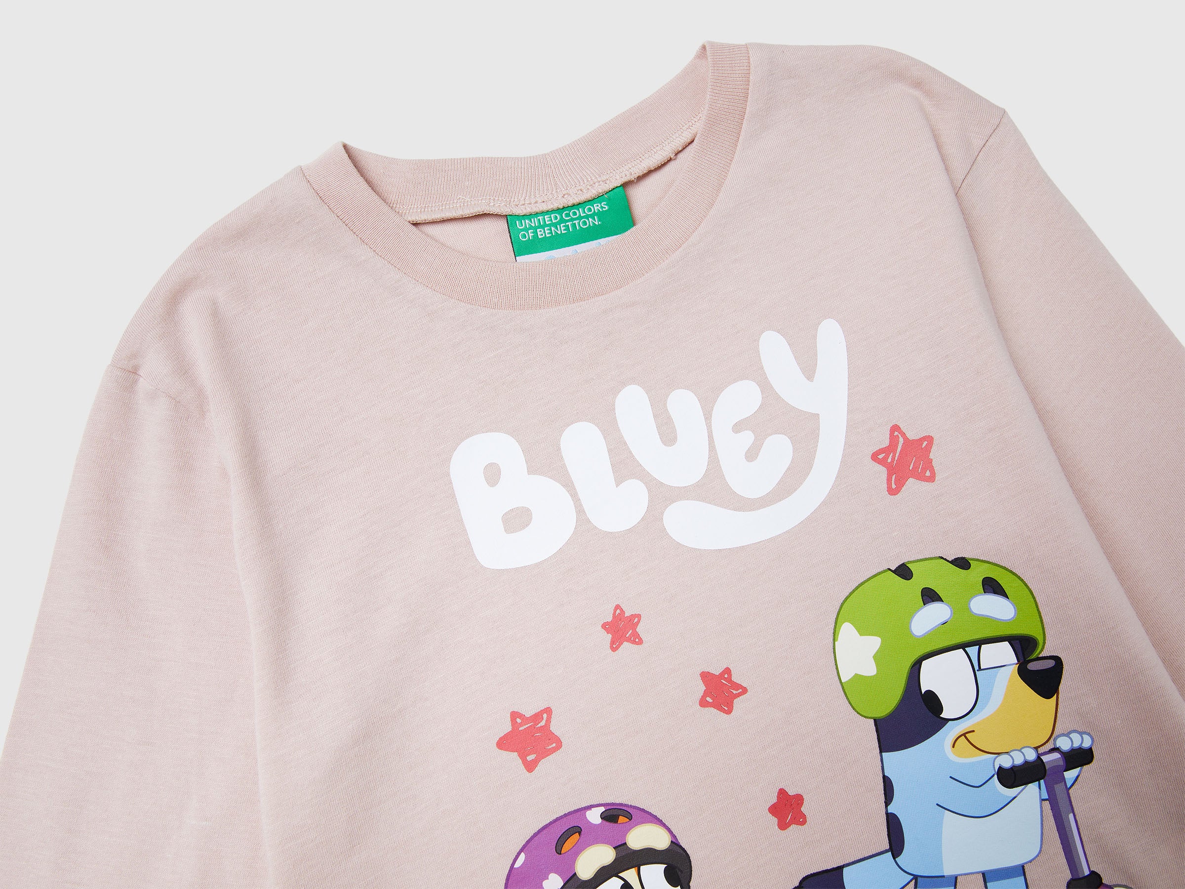 Benetton Bluey Maglietta Neonato Cotone Biologico Manica Lunga