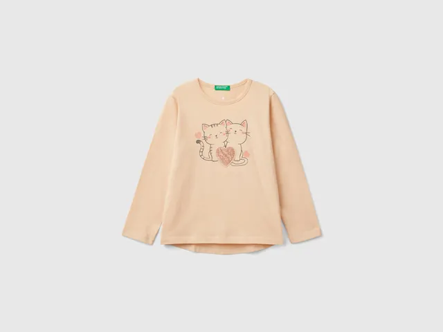 United Colors of Benetton maglietta bimba paillettes cotone bio