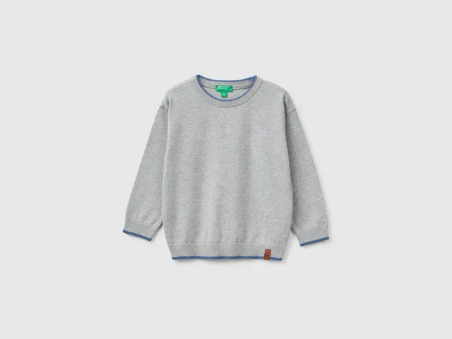 United Colors of Benetton Maglione Cotone Bordi Contrasto Taglia 104