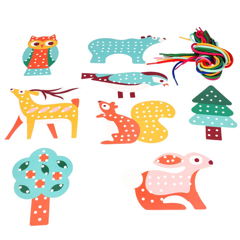 Rex London Woodland set cucito senza ago bambini 8 carte