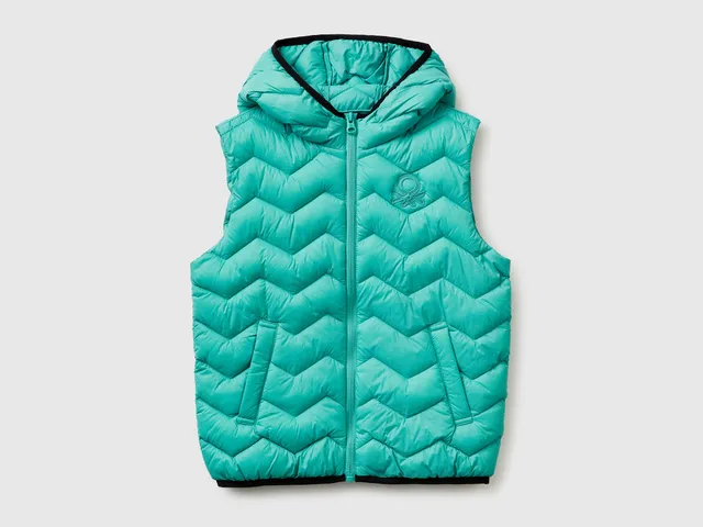 United Colors of Benetton Gilet Imbottito Cappuccio Nylon Taglia L