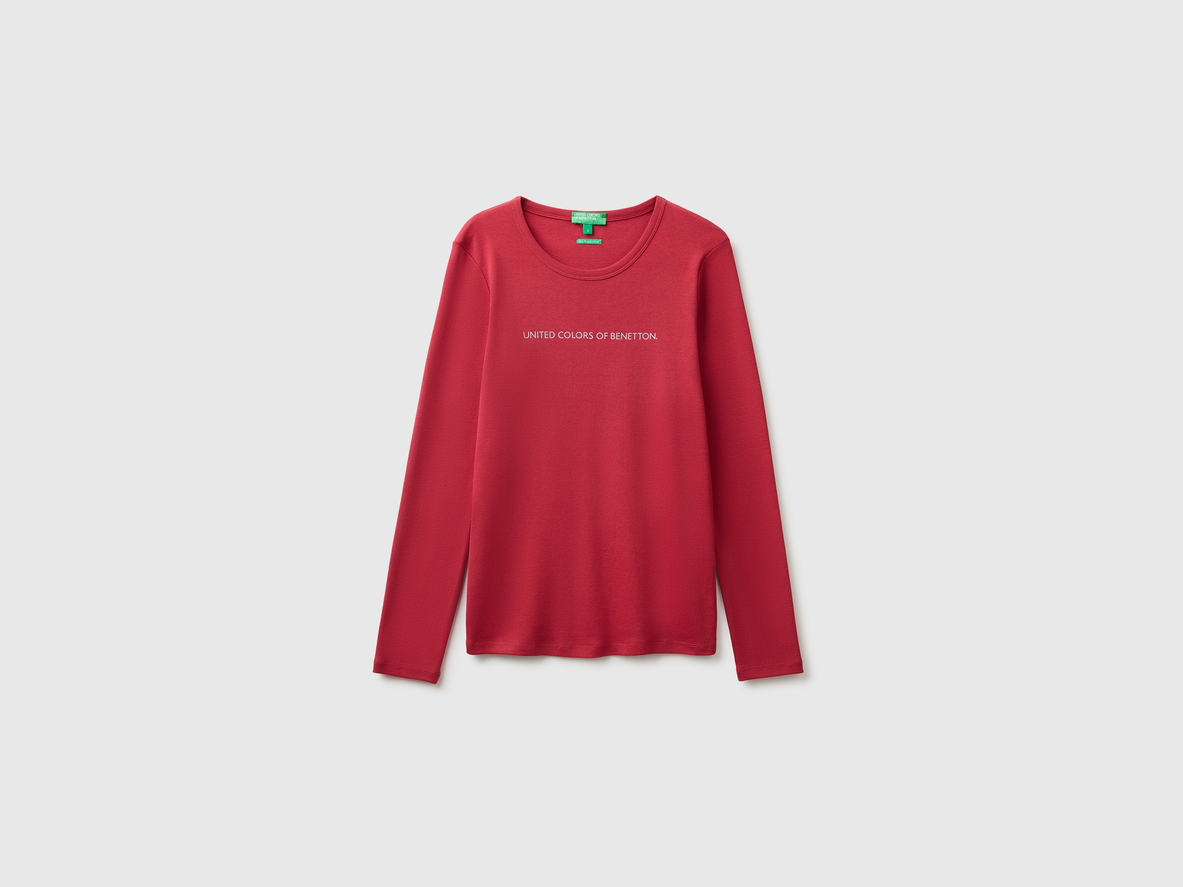 United Colors of Benetton T-Shirt Manica Lunga Logo Glitter Cotone
