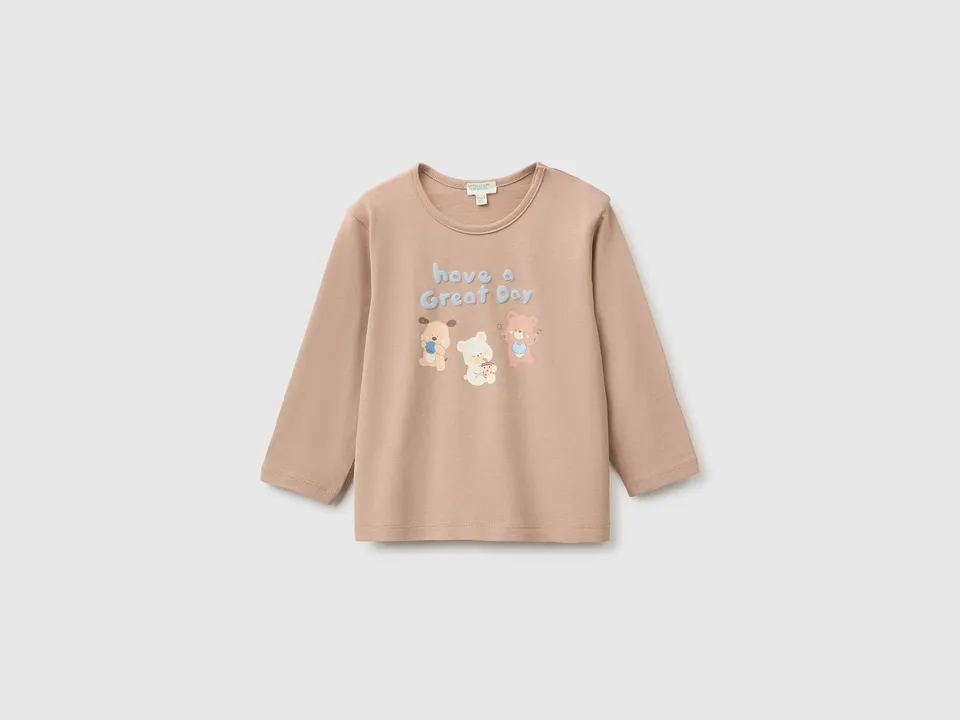 Benetton T-shirt neonato cotone bio stampa taglia 56