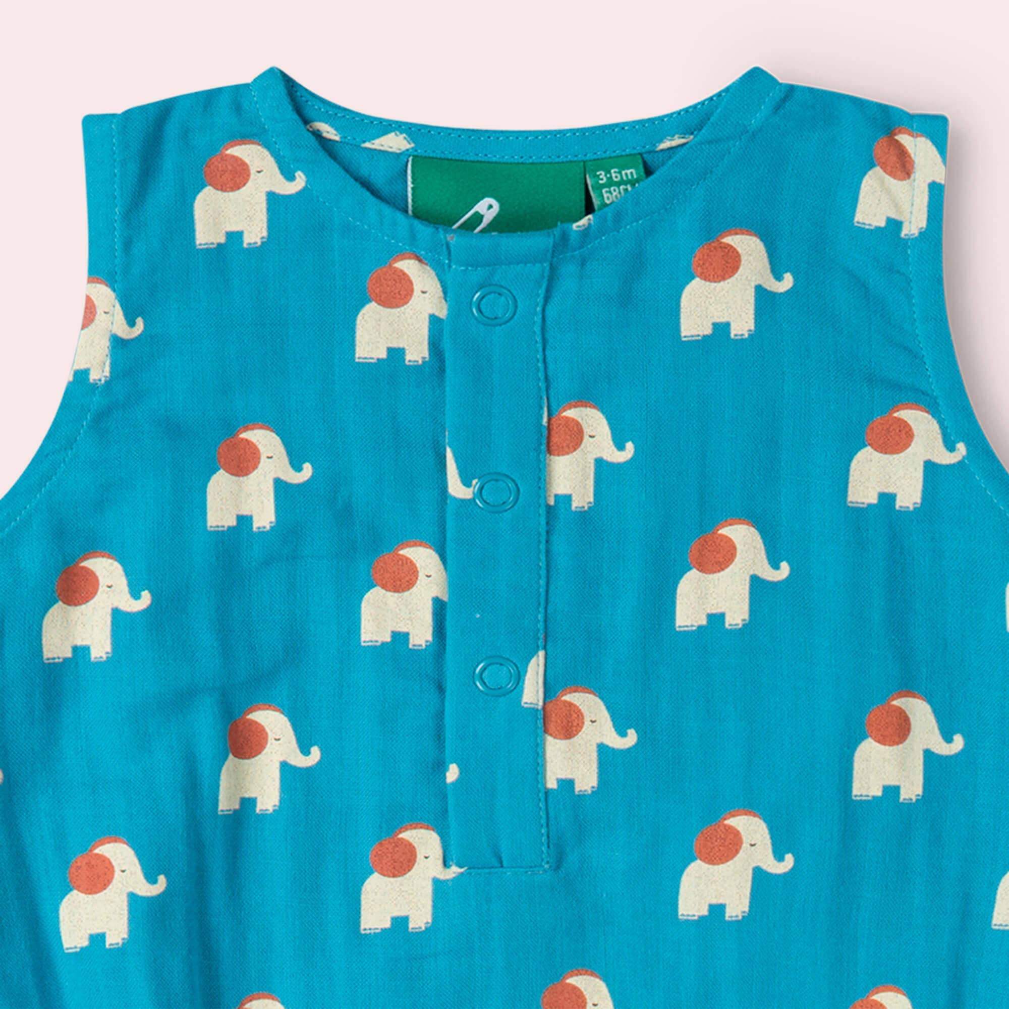 Little Green Radicals pagliaccetto elefante cotone bio 03-06 mesi