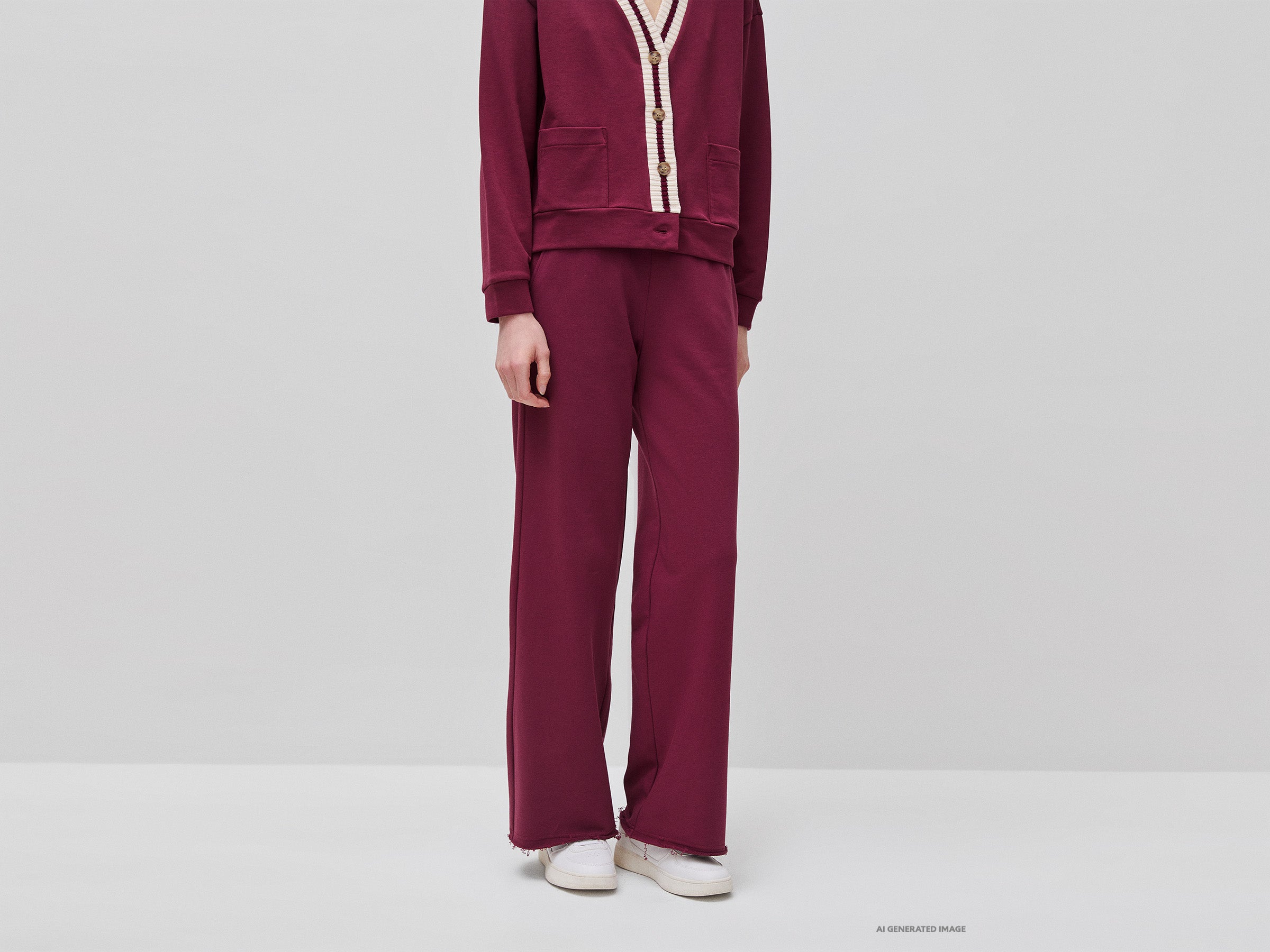 United Colors of Benetton Pantaloni felpa cotone gamba larga taglia M