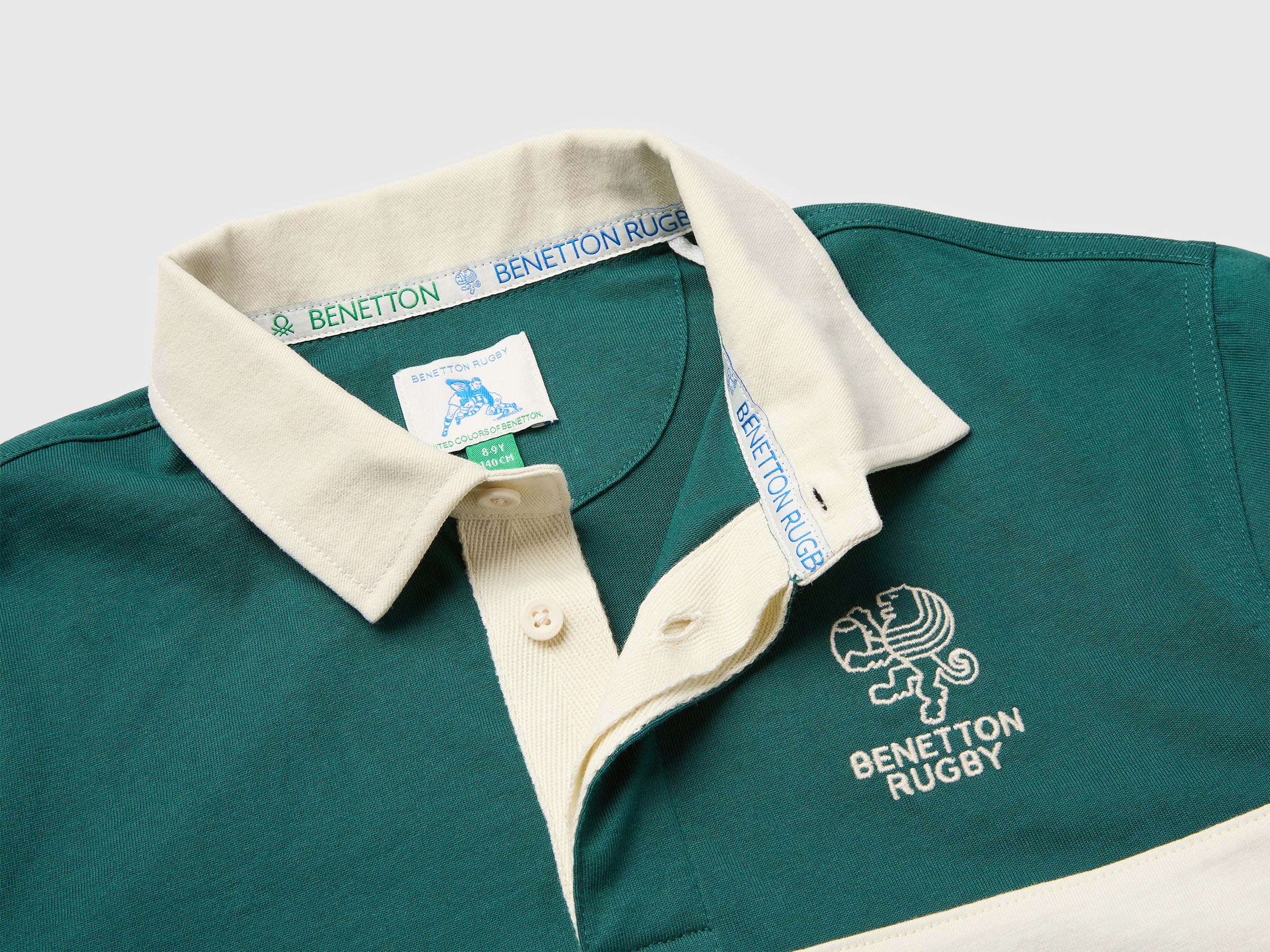 United Colors of Benetton Polo Rugby Cotone Bio Verde Maniche Lunghe