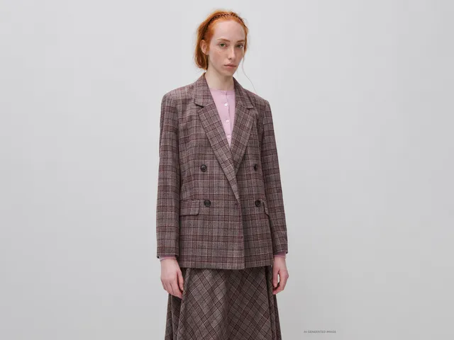 United Colors of Benetton Blazer Tartan Doppiopetto Tg 42